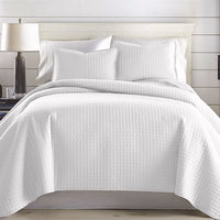 1 x RAW Customer Returns ENCOFT 3 Piece Bedspread 240 x 260cm White, Microfiber Bedspread 240 x260, Bedspread White, Bedspreads Bedspread with 2 Pillowcases 50x75cm, Soft Double Bed Blanket for Bedroom Bed - RRP €39.42