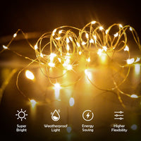 1 x RAW Customer Returns ITICdecor 10M 100LED copper wire battery fairy lights indoor for party, garden, Christmas, Halloween, wedding, lighting decor 100LED 4 pieces, warm white  - RRP €12.99