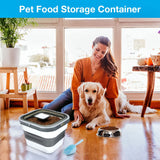 1 x RAW Customer Returns Lekesky Press Feeding Box Pet Food Container Dog Food Container with Scoop Built-in Moisture-Proof Box, Storage Container for Cat Food, 13L 6.5kg, Gray - RRP €35.8