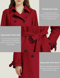 1 x RAW Customer Returns Wantdo women s trench coat long coat spring windproof summer coat transition elegant coats spring coat epaulettes with belt slim fit jackets red 40 - RRP €86.99