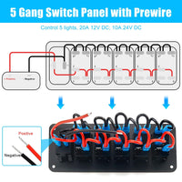 1 x RAW Customer Returns 12V DC Switch Panel, 5 Toggle Switch Aluminum Panel with 4.8A PD QC3.0 Charging Socket and Digital Voltmeter Display, Waterproof ON OFF Toggle Switch for Cars Boats RVs Trucks Circuit Control - RRP €36.99