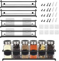 1 x RAW Customer Returns Spice rack wall made of metal, 4 spice racks, cupboard door, spice rack, no drilling, kitchen rack, hanging, self-adhesive for kitchen shelves, 29 x 6.5 x 6.5 cm - RRP €18.0