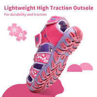 1 x Brand New Apakowa Baby Little Girls Summer Closed Toe Athletic Outdoor Hiking Beach Sandals Sports Trail Sandals for Kids with Velcro Fastener - RRP €29.99