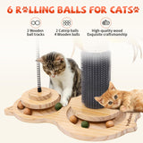 2 x Brand New FUNCREVITY Cat Toy Sisal Scratcher Interactive Cat Treat Dispenser Toy Wooden Ball Track Dangling Feather Toy Massage Brush and Catnip Balls Ideal for Indoor Cats and Kittens - RRP €58.46