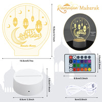 20 x Brand New FORMIZON Mubarak Ramadan LED Lamp, 3D 16 Colors Ramadan Color Changing Lamp with Remote Control, Eid Mubarak Muslim Decorative Fairy Light for Home Table Decoration, Ramadan Craft Night Lights - RRP €173.0