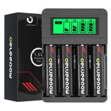 1 x RAW Customer Returns Delyeepow Rechargeable AA Lithium Batteries, 4 Pieces 3400 mWh 1.5V Rechargeable AA Lithium Batteries with Charger, LCD Display 4 Slots, 2 Hours USB Quick Charge - RRP €36.97