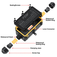 1 x RAW Customer Returns PEBA junction box, underground cable terminal box, 2-way junction box, IP68 waterproof distribution box, external cable connector, electrical external distribution box, 4mm-12mm, black 4 pieces  - RRP €29.8