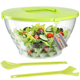 1 x RAW Customer Returns KADAX plastic salad bowl, bowl with airtight lid and cutlery, plastic bowl, mixing bowl, plastic bowl with carrying handle green  - RRP €15.11