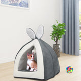 1 x RAW Customer Returns Vinnypet Cat Kennel with Washable Cushion Cat Nest with Rabbit Ears and Interesting Fur Balls Closed Cat Kennel Comfortable Interior 32x32x36cm - RRP €17.21