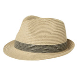 1 x Brand New Comhats Straw Trilby Hat for Men and Women - Summer Hat with UV Protection - Fedora Style - Natural Straw Hat - Beach Hat for Men - Unisex Summer Hat Beige-Black XXL - RRP €26.99