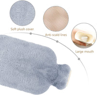 3 x Brand New Hot water bottle 2L with cover, large hot water bottle made of rubber fur fluffy hot water bottle, bed bottle hot water bag for children and adults, hand-foot warmer, women s gift, haze blue - RRP €33.27