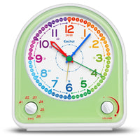 1 x RAW Customer Returns Eachui Analog Alarm Clock without Ticking with Snooze Function, Night Light, Adjustable Volume and 7 Alarm Tones, Children s Gift Alarm Clock Silent for Boys Girls Green  - RRP €20.16