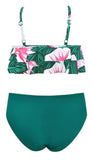 1 x RAW Customer Returns SHEKINI Girls Two-Piece Swimsuits Ruffle Bikini Top with Triangle Bikini Bottoms Cute Girls Tankini for 6-14 Years 6-8 Years, Girls - Dark Green Y  - RRP €27.29