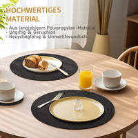 1 x RAW Customer Returns wiipara Set of 12 Round Placemats Washable, 34 cm Woven Placemats Heat-Resistant with Coasters, Placemats Black Round for Kitchen, Christmas, Party, Wedding Black  - RRP €17.14