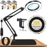 1 x RAW Customer Returns Kevsuvqin Professional Magnifying Glass Lamp, 10x Magnifying Glass with Light, Magnifying Glass Lamp with Clamp and Adjustable Arm, 3 Color Modes, 10 Brightness - RRP €27.92