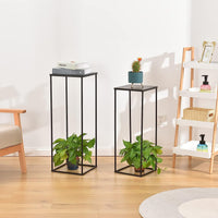 1 x RAW Customer Returns VINCIGANT flower stand plant stand nesting table plant table with metal frame decorative table scratch-resistant, flower stool metal set of 2 black - RRP €55.45