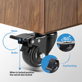 1 x RAW Customer Returns RRIUTO 50MM furniture castors with brake, heavy-duty castors, swivel castors, transport castors, double locking with 360-degree rotation, castors for furniture with a load capacity of 300kg - RRP €18.83