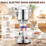 1 x RAW Customer Returns Moongiantgo Electric Cereal Mill 150g Grain and Spice Grinder Stainless Steel, 950W 28000RPM Commercial Motor 30s High Speed Superfine Grinding, for Cereal Herb Spice Nut - RRP €64.45