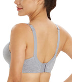 1 x RAW Customer Returns Lemorosy Women s Cotton Comfort Bra with Comfortable Buckles Mimimizer Size Without Underwire Grey, 90C  - RRP €24.0