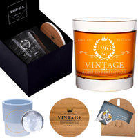 21 x RAW Customer Returns Gift 61st birthday men, whiskey glass set in gift box, decoration for 61st birthday for women, man, father, husband and friends - ice ball mold coaster gift card - RRP €296.1