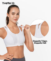 1 x RAW Customer Returns Yvette sports bra very strong hold with front closure, large sizes for fitness, jogging bra, white, XL large sizes - RRP €30.24