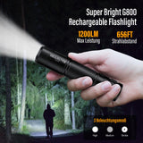 1 x RAW Customer Returns GEARLITE LED Flashlight Rechargeable, 2000 Lumen Extremely Bright Zoomable Flashlight with 5 Light Modes and Long Operating Time, IPX6 Waterproof Handheld Lamp for Camping, Hiking, Fishing - RRP €27.22