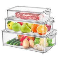 1 x RAW Customer Returns Hossejoy Refrigerator Organizer Set of 3, High-Quality Refrigerator Storage Box with Lid, Transparent Cabinet Drawer Organizer, Ideal for Kitchens, Refrigerators, Cabinets - RRP €16.13