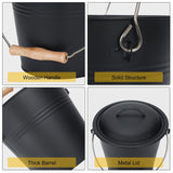 1 x RAW Customer Returns Mini ash bucket with lid, 4.8 l bucket with shovel and hand broom, metal bucket for coal and ash, wood pellet storage container, tool set for fireplace, fire pit, wood stove parts inside  - RRP €37.99