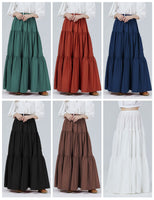 1 x RAW Customer Returns BEAUTELICATE Medieval Cotton Long Skirt Petticoat Pleated Skirt Elastic Waist Victorian Bohemian Costume Gypsy Skirts - RRP €32.39