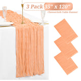 1 x RAW Customer Returns Showgeous 3 Pack Cheesecloth Table Runner Gauze Tablecloth 300cm Long Semi Sheer Table Runner Boho Rustic Wedding Table Decoration for Wedding Decoration Party Pink  - RRP €19.48