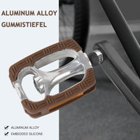 1 x RAW Customer Returns Bicycle pedals, classic bicycle pedals for city trekking with non-slip rubber pedals Includes reflectors, industrial ball bearings, StVZO approved, comfort, light, one size EU brown  - RRP €17.14