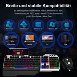 1 x RAW Customer Returns GALENMORO Keyboard Mouse Set - Gaming Keyboard with LED RGB Backlight QWERTZ DE Layout Mechanical Wired Gaming Mouse Aluminum Surface and Wrist Rest Black  - RRP €35.95