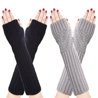 1 x RAW Customer Returns Oneshlee 2 Pieces Women s Winter Fingerless Gloves Black White  - RRP €24.0