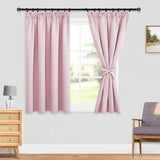 1 x RAW Customer Returns DWCN Curtains Kitchen Opaque Ruffle Tape with Curtain Ties, Curtains Dark Thermal Curtain Blackout, Heat-Insulating Thermal Curtain for Bedroom, 137 x 167 cm Height x Width , Blush Pink, Set of 2 - RRP €34.27