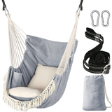 1 x RAW Customer Returns Chihee Hanging Chair Hanging Swing 2 Seat Cushions Included, Strong Straps and Hooks Easy Hanging Hammock Chair Made of Soft Cotton Fabric Side Pocket Large Tassel Chair Set Comfort Indoor Outdoor - RRP €38.99