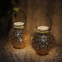 1 x Brand New TRIROCKS Set of 2 Moroccan Metal Table Lamps 18 cm H Cordless Battery Powered Lamp with LED Light String Bulb Perfect for Home Living Room Parties Indoor Outdoor Brown  - RRP €40.33