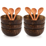 1 x RAW Customer Returns ZENFUN Pack of 6 Wooden Bowls, Coconut Bowls with 6 Wooden Spoons, 450 ml Polished Coconut Shells, Natural Coconut Bowls Set for Vegan Organic Salad, Smoothie or Buddha Bowls, Kitchen Storage - RRP €22.44