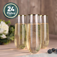 5 x Brand New hotder 24 pieces plastic champagne flutes, 250ML champagne glasses, champagne flutes, champagne glasses made of plastic, stemless champagne flute for birthday party wedding - RRP €109.95