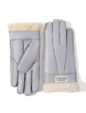 1 x RAW Customer Returns YISEVEN Women s Winter Sheepskin Lambskin Leather Gloves Mittens Wool Cuffs Driving Heated Warm Thick Fur Sherpa Lined Merino Soft Wool Lining Furrys Gifts, Pastel Gray M - RRP €39.99