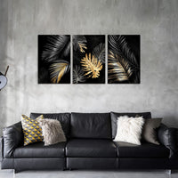 1 x RAW Customer Returns FajerminArt 3-part canvas pictures abstract black gold tree picture on canvas wall art modern wall pictures art print decoration for living room bedroom ready to hang 120 x 60 cm 40 x 60 x 3  - RRP €53.58