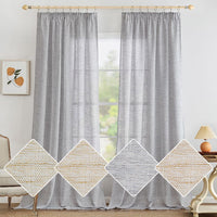 1 x RAW Customer Returns MIULEE Linen Curtains Bedroom Translucent Interior Curtains with Curled Ribbon Modern Transparent Living Room Curtains Living Room 140x260 cm White Gray 2 Panels - RRP €37.49