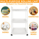 1 x RAW Customer Returns JMIATRY Set of 2 3-Tier Storage Carts, Kitchen Cart, White, with Wheels, for Kitchen, Bathroom, Laundry, Bedroom, 41 x 25 x 75 cm - RRP €28.99