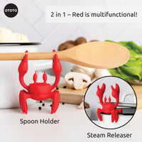 1 x RAW Customer Returns OTOTO Red the cooking spoon holder crab - silicone cooking spoon rest for the stove - BPA-free, heat-resistant grill kitchen helper - kitchen utensil holder red spoon holder with non-slip design - RRP €18.98