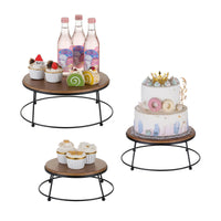 1 x RAW Customer Returns NUPTIO Cake Stand Cupcake Supports Wood Set of 3 Cake Supports Display Round Cake Stand Cake Stand Gold Metal Frame Cake Saver Sales Stand Pedestal Baby Shower Christmas - RRP €87.71