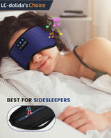 1 x RAW Customer Returns LC-dolida Sleep Mask with Headphones Side Sleepers 100 Blackout Sleep Mask Bluetooth Washable Light Blocking Sleeping Glasses with Microphone for Travel Nap Yoga Meditation Sleeping Blue  - RRP €19.32