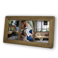 1 x RAW Customer Returns HAES DECO - Multi picture frame collage rustic wooden picture gallery Malaga in brown - with stand wall mount - for 3 photos 10x15 cm format 35.5 x 20 cm - MP11415-2 - RRP €30.0