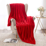 1 x RAW Customer Returns MIULEE Cuddly Blanket Fleece Blanket Flannel Blanket Pompoms Solid Color Living Blankets Couch Blanket Fluffy Throw Microfiber Bedspread Sofa Blanket Blanket For Bed Sofa Bedroom Office 150x200 cm Red - RRP €27.99