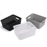 1 x RAW Customer Returns Bekith 9 pieces storage box plastic baskets plastic household basket basket braided storage basket for bathroom kitchen children s room 25 x 19.5 x 10 cm black grey white  - RRP €26.99