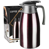 1 x RAW Customer Returns PARACITY thermos flask 2 liter coffee pot with ceramic insert, vacuum insulated teapot stainless steel, teapot thermal for keeping coffee and tea warm for 12 hours 24 hours cold thermo flask brown  - RRP €19.15