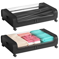 1 x RAW Customer Returns Under Bed Storage Box 2 Pieces Under Bed Chest with Wheels Lid 48L Metal Frame Bed Box Organizer Storage Bag Foldable Under Bed Box for Clothes Shoes Blankets Bedding Black - RRP €44.99